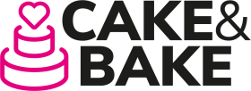 Neues Logo  Cake&Bake ab 2021 - schwarzer Schriftzug mit rosa Torte